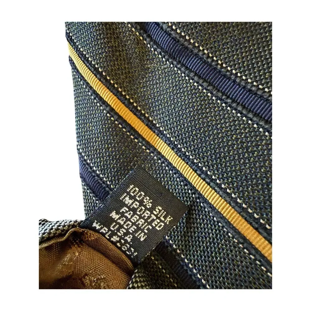 Vintage Tommy Hilfiger Blue Yellow and Gray Striped Silk Tie